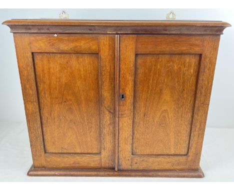 A vintage mahogany 2 door small wall hanging cupboard with adjustable interior shelf. approx. 49 x 61 x 25 cm. 