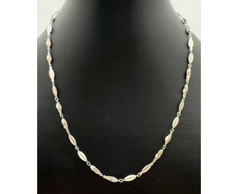A vintage 18 inch silver decorative link chain necklace with spring clasp. Total weight approx 3.7g. 