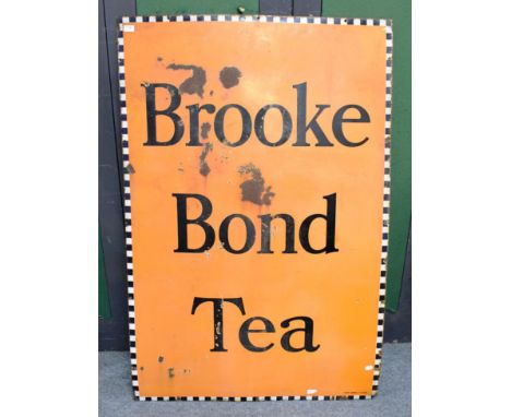 Brooke Bond tea enamel advertising sign black lettering on orange ground with black and white border  40x60'', 102cm by 153cm