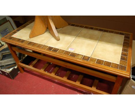 A teak and tile top coffee table, and one other teak occasional table (2)