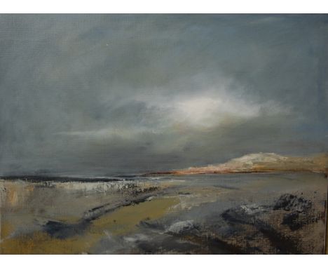 Linda Fell - Morning Light, acrylic, signed lower right, 40x40cm; and Tracy Waghorn - Still Grey Evening, and Sailing off Bra