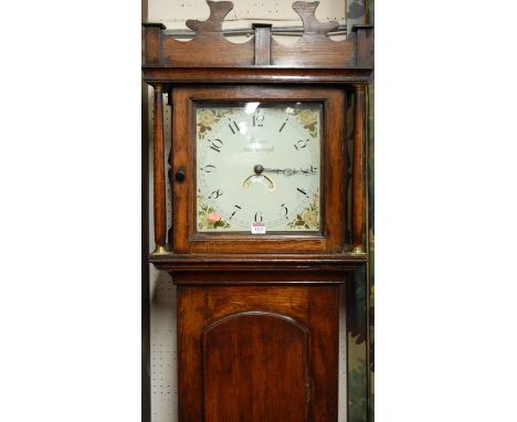 A circa 1800 provincial oak longcase clock, the painted enamelled dial signed 'Dawes Attleborough', having 30 hour movement, 