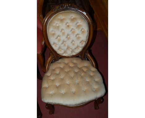 A circa 1900 child's elm and beech stick back kitchen chair, together with a Victorian child's walnut nursing chair having bu