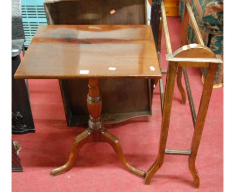 A 19th century mahogany tilt top tripod occasional table, together with a 19th century mahogany butler's tray, and an Edwardi