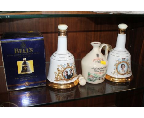 A QUANTITY OF CERAMIC WHISKEY DECANTERS TO INCLUDE BELLS 