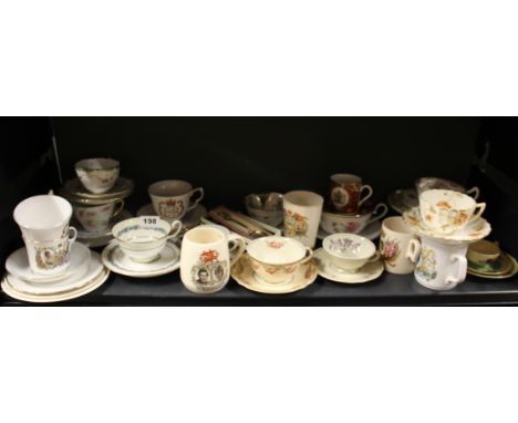 A group of collectors cups and saucers together with Royal memorabilia.