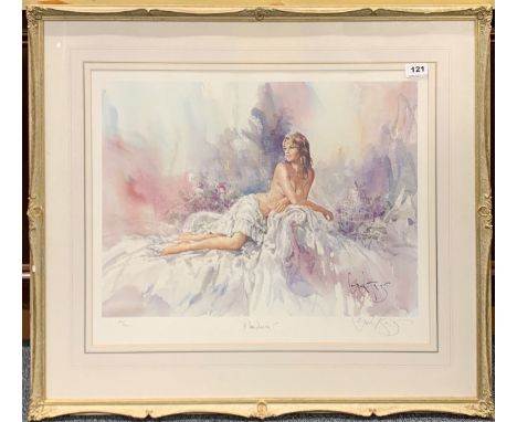 Gordon King (1939 - present British) pencil signed limited edition 279/600 lithograph 'Pandora', frame size 91 x 71cm.