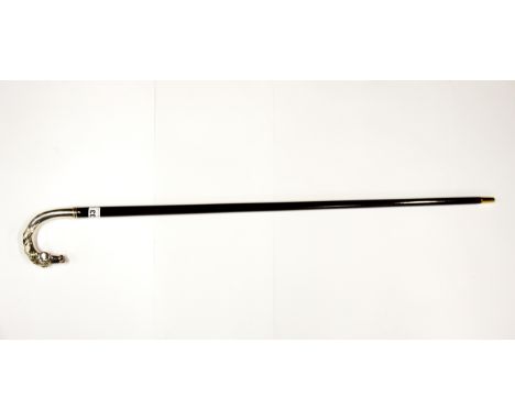 A 925 silver horse head handled walking stick, L. 95cm.