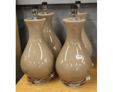 A set of four contemporary crackle glazed ceramic table lamps, H. 50cm.