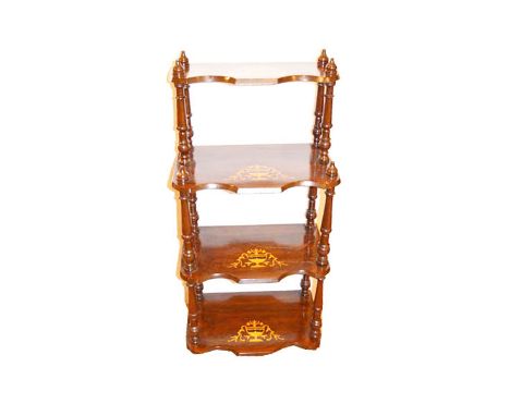 An Inlaid Mahogany Four Shelf Shaped Front Whatnot