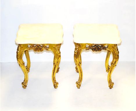 A Pair of Small Gilted Lamp Tables
