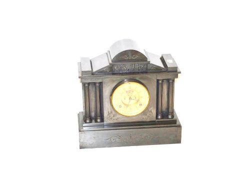 A Four Pillar Slate Mantle Clock