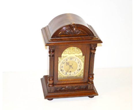 A Very Nice Mahogany Cased Bracket Clock, Brass and Silver Dial 