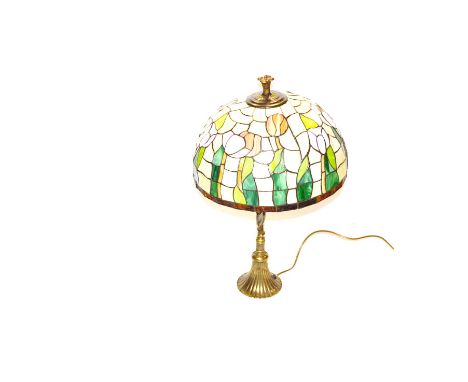 A Very Nice Brass Based Tiffany Glass Lamp