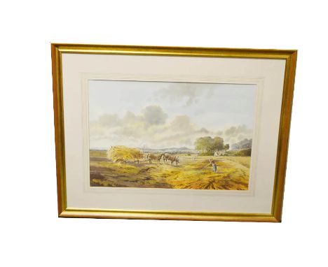 A Large Watercolour 'Hay Making' - R B Higgins