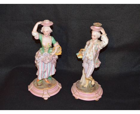 A Pair of Porcelain Figurine Lamp Bases