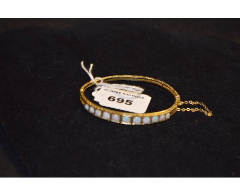  A Very Nice 9ct Gold Opal and Inset Bangle  
