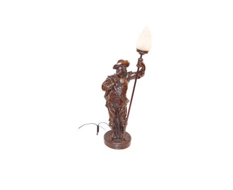 A Tall Bronzed Figurine Table Lamp, Cavalier 