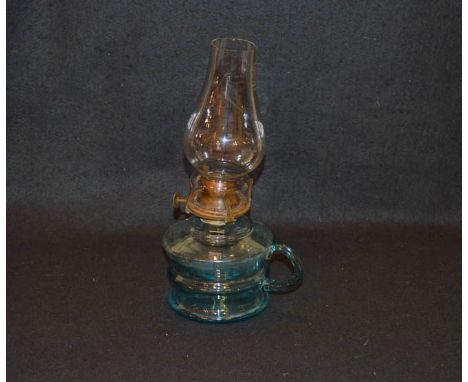 A Blue Glass Finger Lamp 