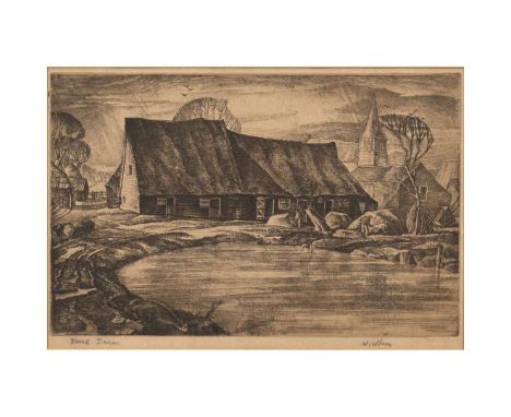  WILLIAM WILSON O.B.E., R.S.A., R.S.W. (SCOTTISH 1905-1972) THE BLACK BARN Etching, signed and inscribed with title in pencil