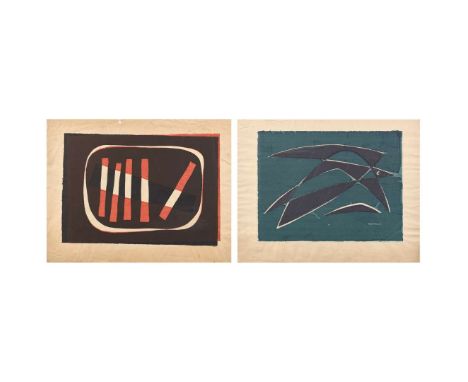  DENIS MITCHELL (BRITISH 1912-1993) & JOHN WELLS (BRITISH 1907-2000) TWO DESIGNS FOR PORTHIA PRINTS - HEALS TABLE MATS Screen