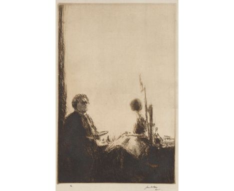  JAMES MCBEY (SCOTTISH 1883-1959) ARTIST AND MODEL - 1924 Etching, signed and dated ‘December 1924’ in plate, signed in ink t