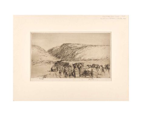  JAMES MCBEY (SCOTTISH 1883-1959) THE ADVANCE INTO JERUSALEM, WADI ALI - 1920 Etching, Trial Proof, signed, inscribed with ti