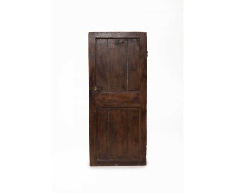 Two period oak internal doors, 17th and 18th centuries, of typical panelled construction, 70x172cm and 76x174cm. (2)Both have