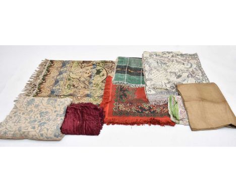 A group of 19th/20th century Asian and European textiles, including a Suzani type embroidered bedspread, 158cm x 238cm; an In
