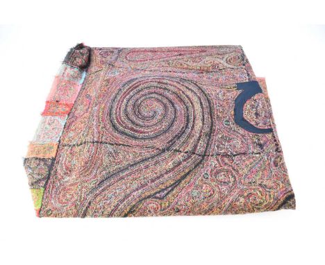 A 19th century Kashmir paisley shawl, with typical stylised flowers and both forms within a panel border, 193cm x 185cm.Gener