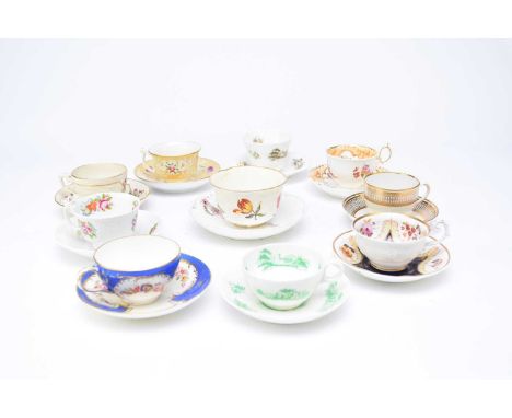 An assembled group of tea and coffee wares, 19th centurycomprising six John Yates teacups, pattern 1033; a Coalport trio of c