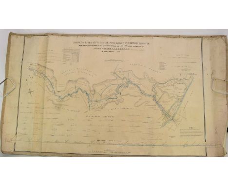 MAP. Survey of the River Blythe from Blyford Lock to Southwold Harbour by James Walker and John R Wright, 1840. 670mm x 1240m