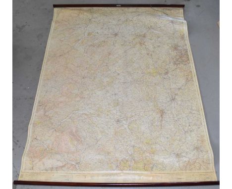 ORDNANCE SURVEY. Very large map of Shropshire and the surrounding area on a scale of one inch to a mile. 2210mm by 1615mm (ov