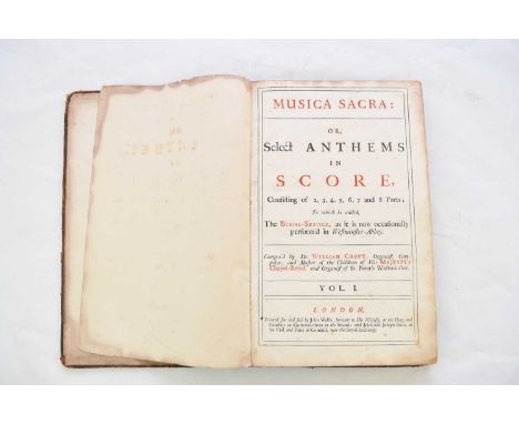 HANDEL, George Frederick. Lessons for the Harpsichord, first published in the year 1720. Folio, half calf, front board detach