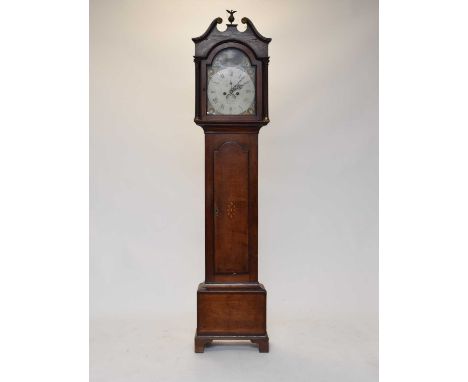 A George III oak 8-day longcase clock, with a 12" dial painted with a woman in the arch and star motifs in the spandrels, wit