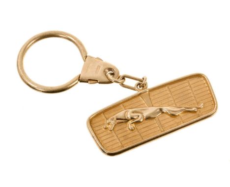 9ct gold Jaguar car key ring with Jaguar and car grille design, sponsor's mark JG&amp;S, Birmingham 1977, 65mm16.1 grams, spo