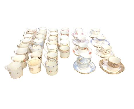 Coalport coffee can and saucer, with gilt anthemion borders, and other coffee cans, cups and saucersSome minor damage but ove