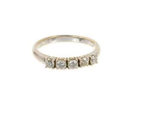 Diamond five stone ring with brilliant cut diamonds estimated to weigh approximately 0.60cts in total, in 18ct white gold set