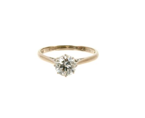 Diamond single stone ring with a round brilliant cut diamond estimated to weigh approximately 1.10cts in eight claw setting o