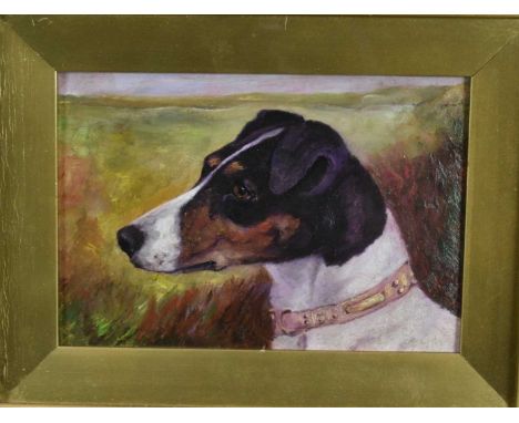 English School (c1900) pair of oils on board - Studies of Terriers, 16cm x 23cm, in original gilt frames (2)Both works are in