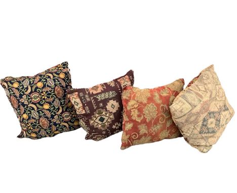 Four cushions Kelim and vintage fabric, each approximately 50cm square