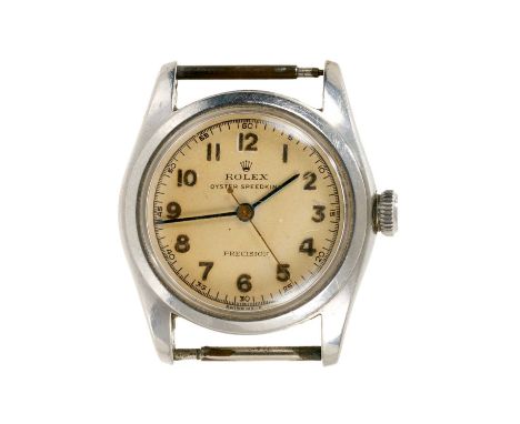 1940s Rolex Oyster Speedking Precision stainless steel wristwatch, numbered 630385 and 5056, 30mm case with screw down crownG