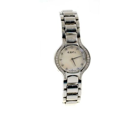 Ladies Ebel Beluga stainless steel and diamond wristwatch with mother of pearl dial and diamond dot hour markers and diamond-