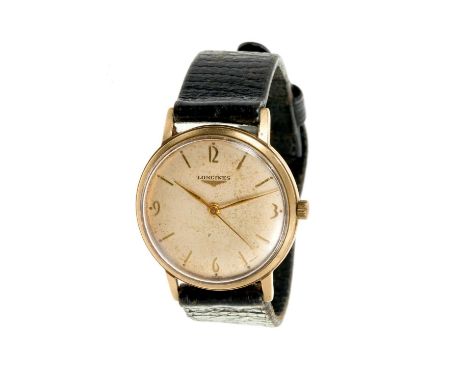 1960s Gentlemen’s Longines 9ct gold cased wristwatch 32mm diameter on leather strapSound original running condition ( not tes