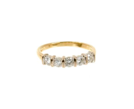 Diamond half eternity ring with a five brilliant cut diamonds estimated to weigh approximately 0.80cts in total, in 18ct gold