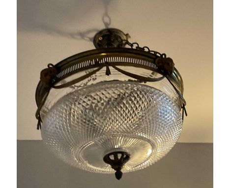 Early 20th century crystal ceiling light by Ediswan (Thomas Edison in business wth Swan in 1895), of hemispherical cut glass 