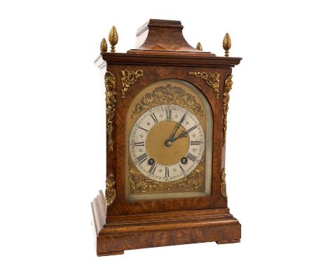 Late 19th century German Lenzkirch Ting - Tang bracket clock with chiming movement striking on gongs, with gilt and silvered 