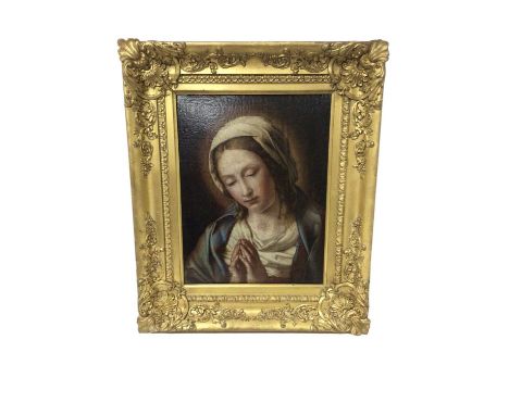 Continental School, 18th/19th century - Mother Mary, 29 x 23cm, 19th century French gallery label verso, gilt frame. Provenan