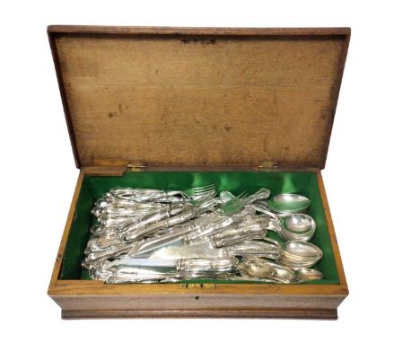 Canteen of Mappin &amp; Webb, Russell Pattern silver plated cutlery, comprising 6 soup spoons, 6 dessert spoons, 6 dinner for