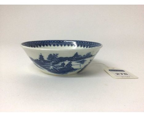 Caughley blue and white Fisherman pattern patty pan, circa 1780-90, ex-Bonhams, 11cm diameterIn good condition with no damage